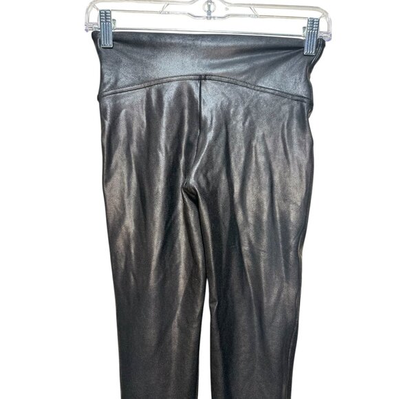 Spanx Faux Leather Leggings Womens Small Petite Black High Rise Stretch Gothic - Picture 16 of 16